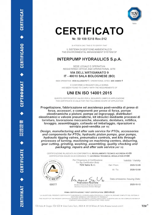 Environment: UNI EN ISO 14001 